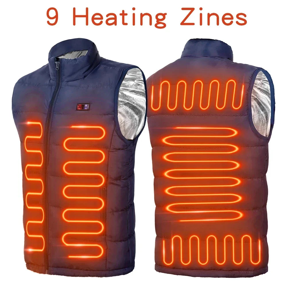 Unisex Graphene Heated 9 Zones Jacket - USB Electric Sportswear