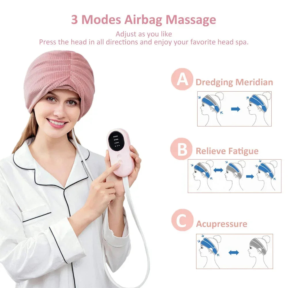 Air Pressure Head Massager Electric Scalp Massager with Heat Airbag Scarf