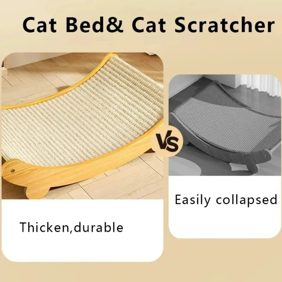 Multi-fuction Wooden Cat Scratcher and Sleeping Bed