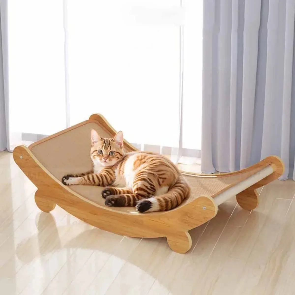 Multi-fuction Wooden Cat Scratcher and Sleeping Bed